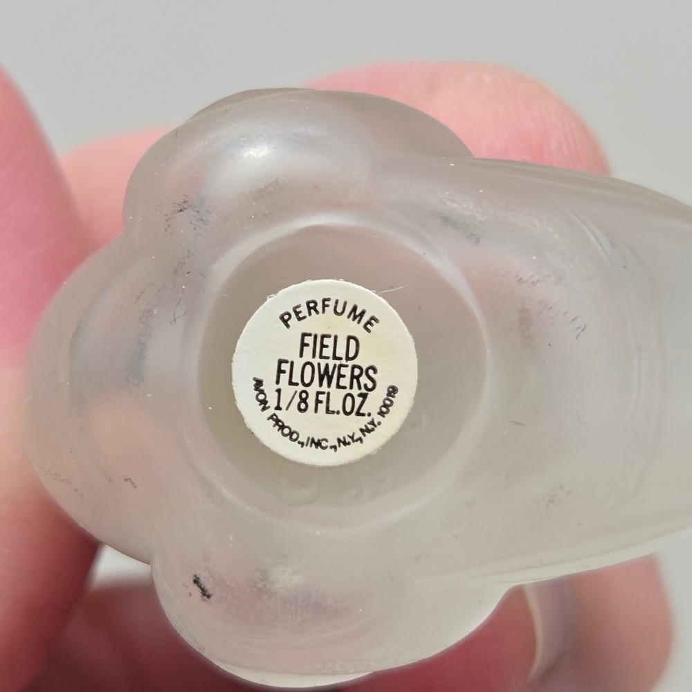 Vintage Avon Field Flowers Swan Perfume Bottle Frosted Glass Gold Tone Mini - Picture 5 of 5
